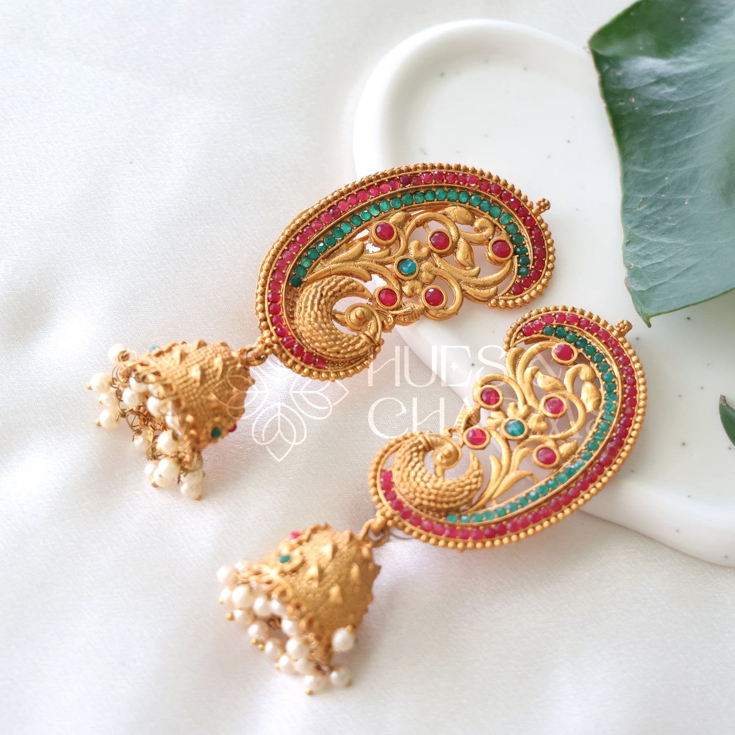 GOLDEN NUPURA EAR CUFF JHUMKAS WITH PEARLS