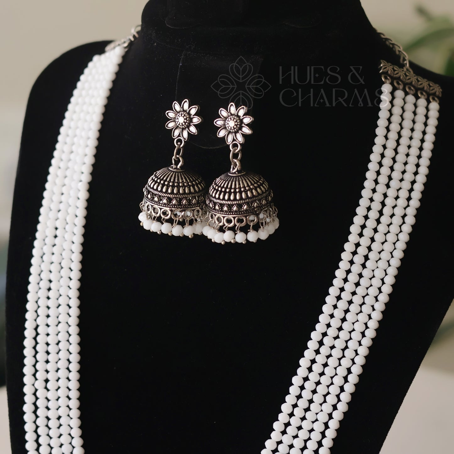 OXIDIZED LAYER NECKLACE SET - WHITE