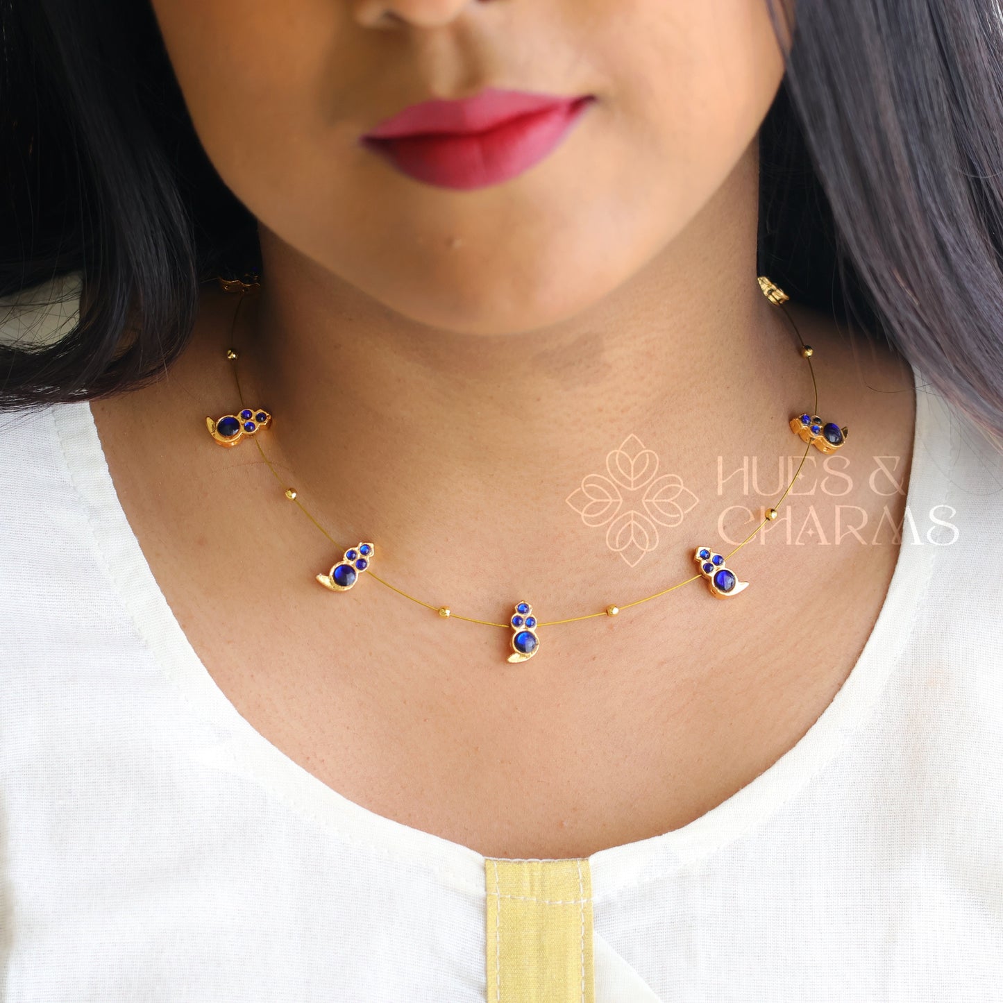 DROPS FLOATING NECKPIECE ( COLOURS AVAILABLE)