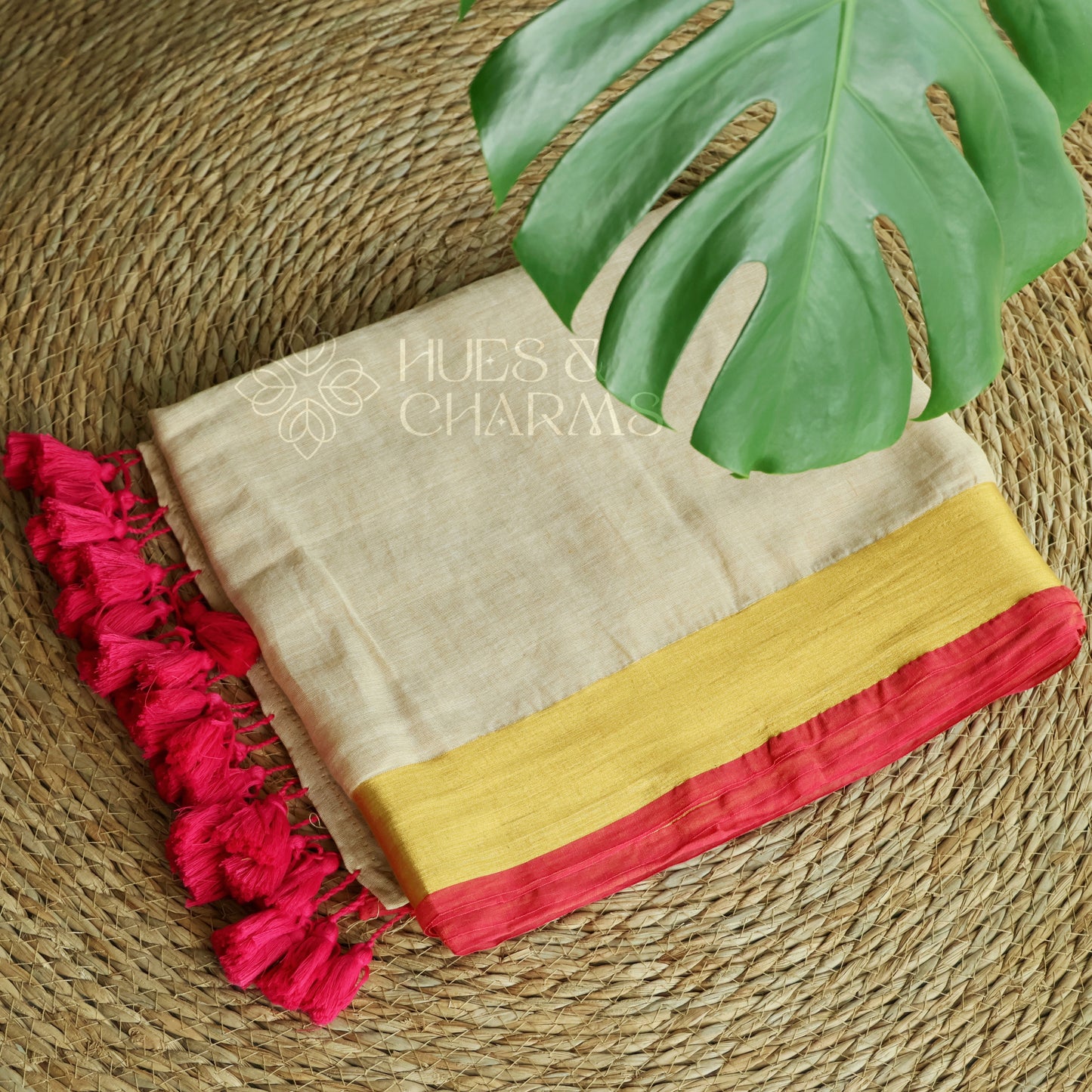 PURE MUL COTTON SAREE - THAMARA (MUD WHITE)