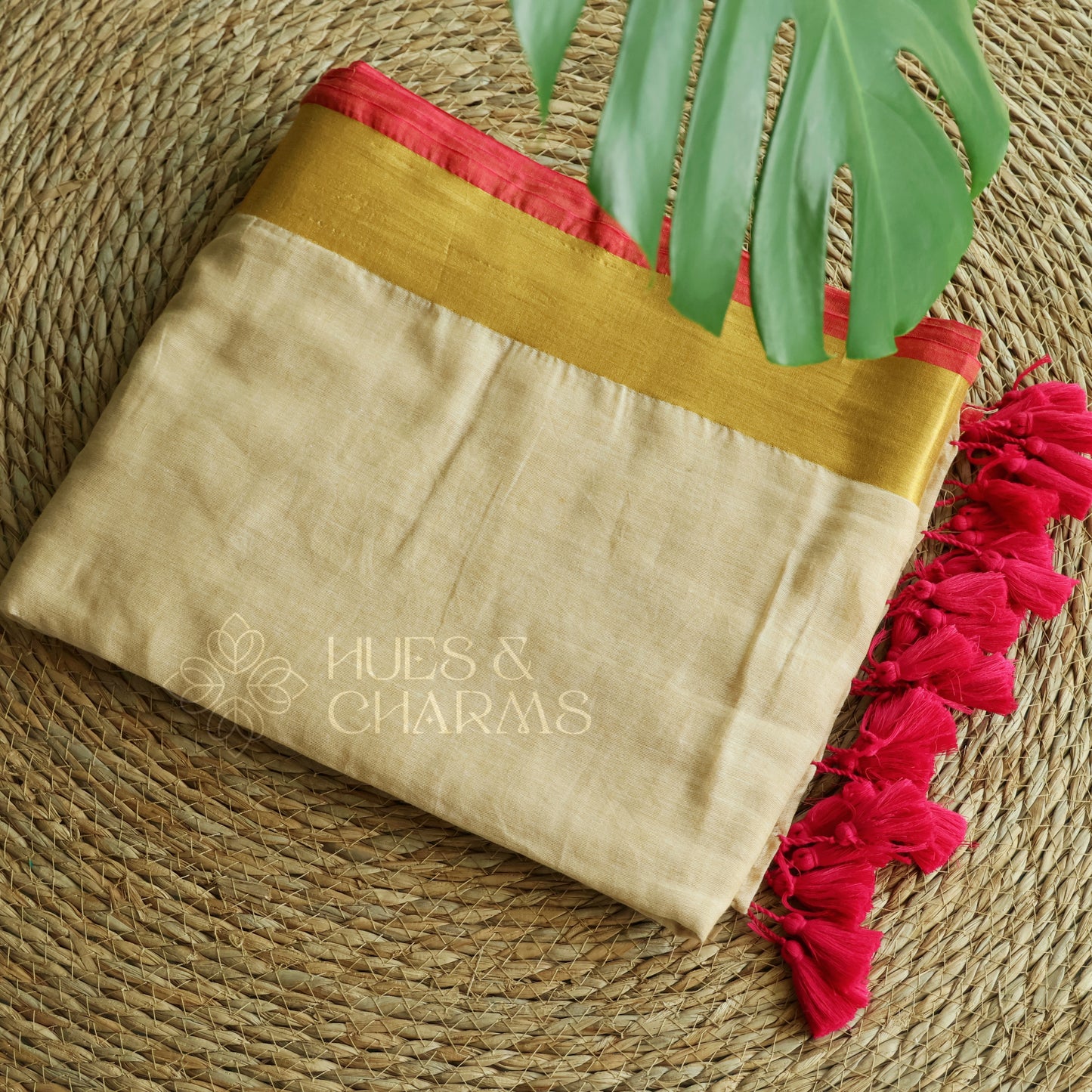 PURE MUL COTTON SAREE - THAMARA (MUD WHITE)