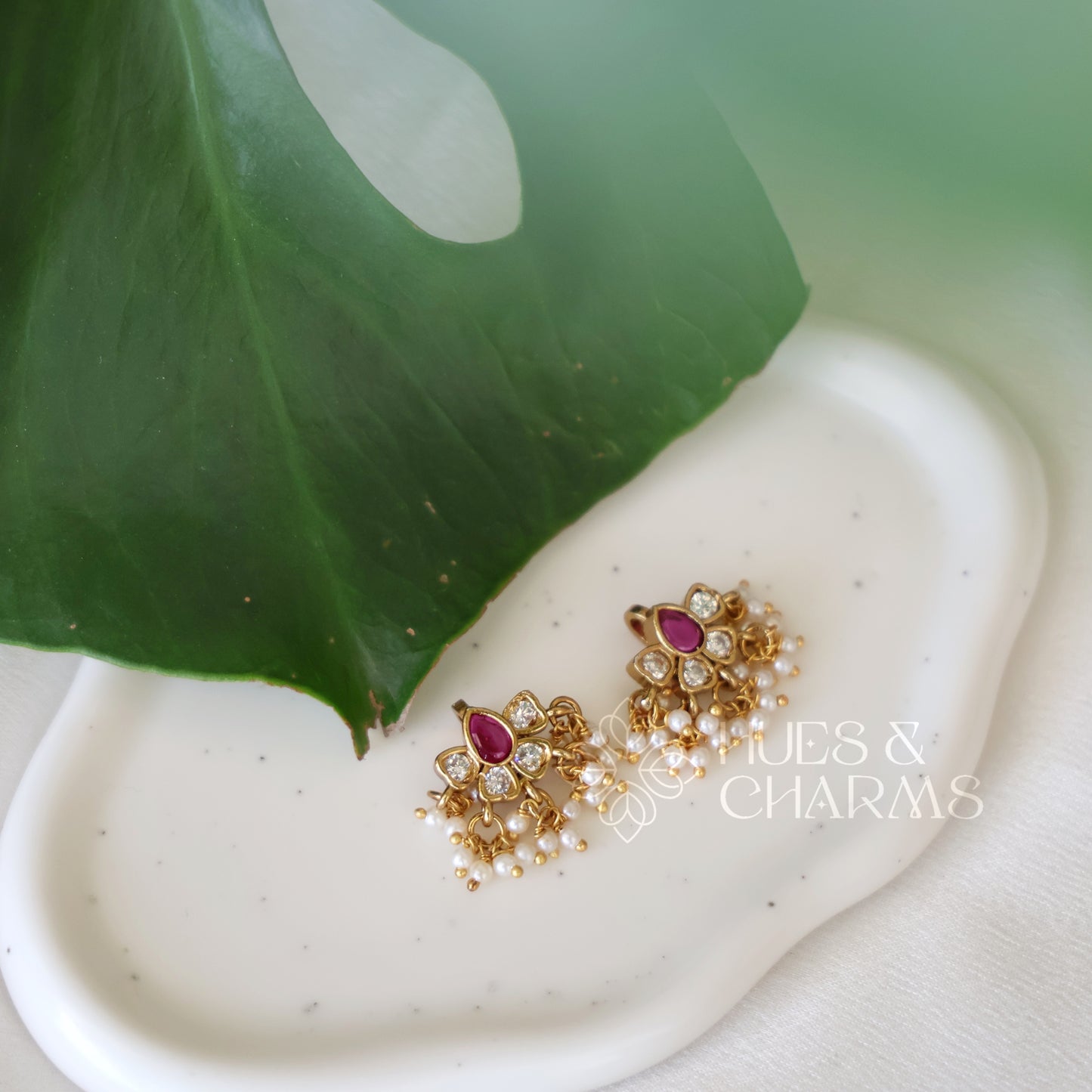 GOLDEN GULABI BUGADI WITH PEARLS (COLOURS AVAILABLE)