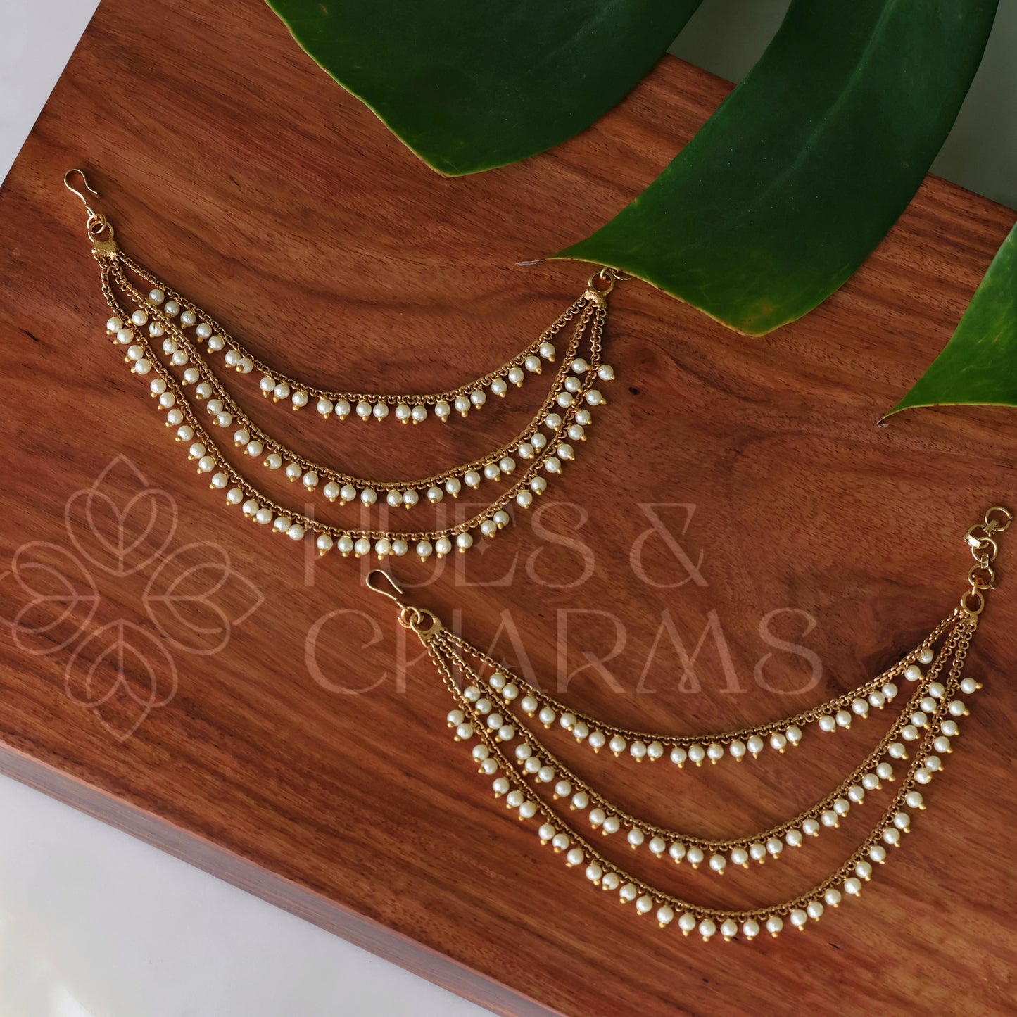 3 LAYER PEARL EAR CHAIN