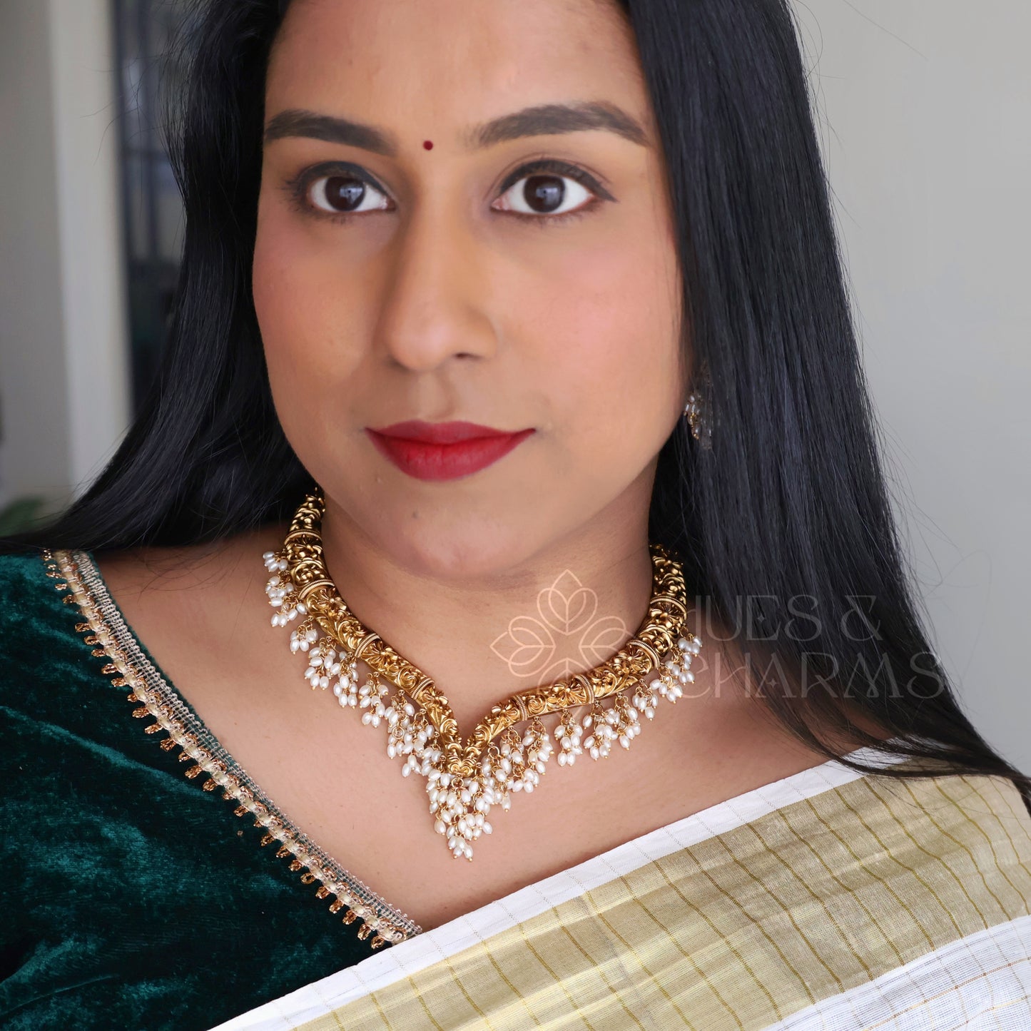 GOLDEN STATEMENT RICE PEARLS NECKLACE SET
