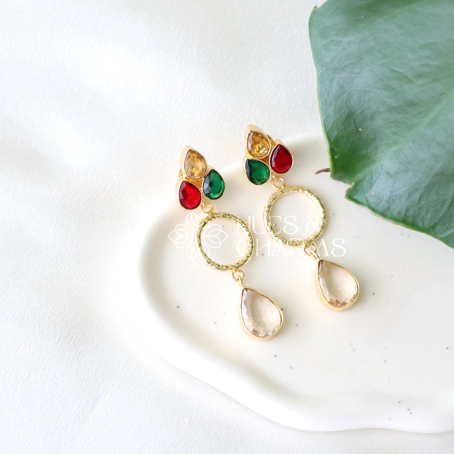GOLDEN GLOSSY STARLIT DROPS EARRING (COLOURS AVAILABLE)