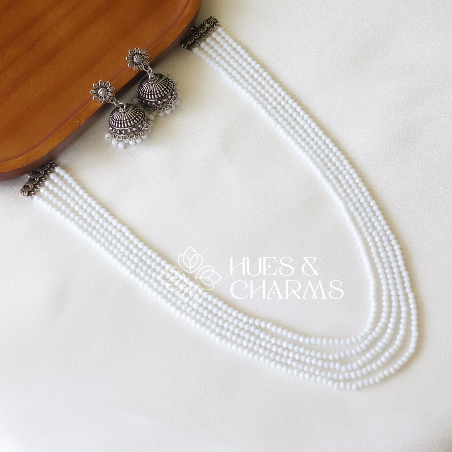 OXIDIZED LAYER NECKLACE SET - WHITE