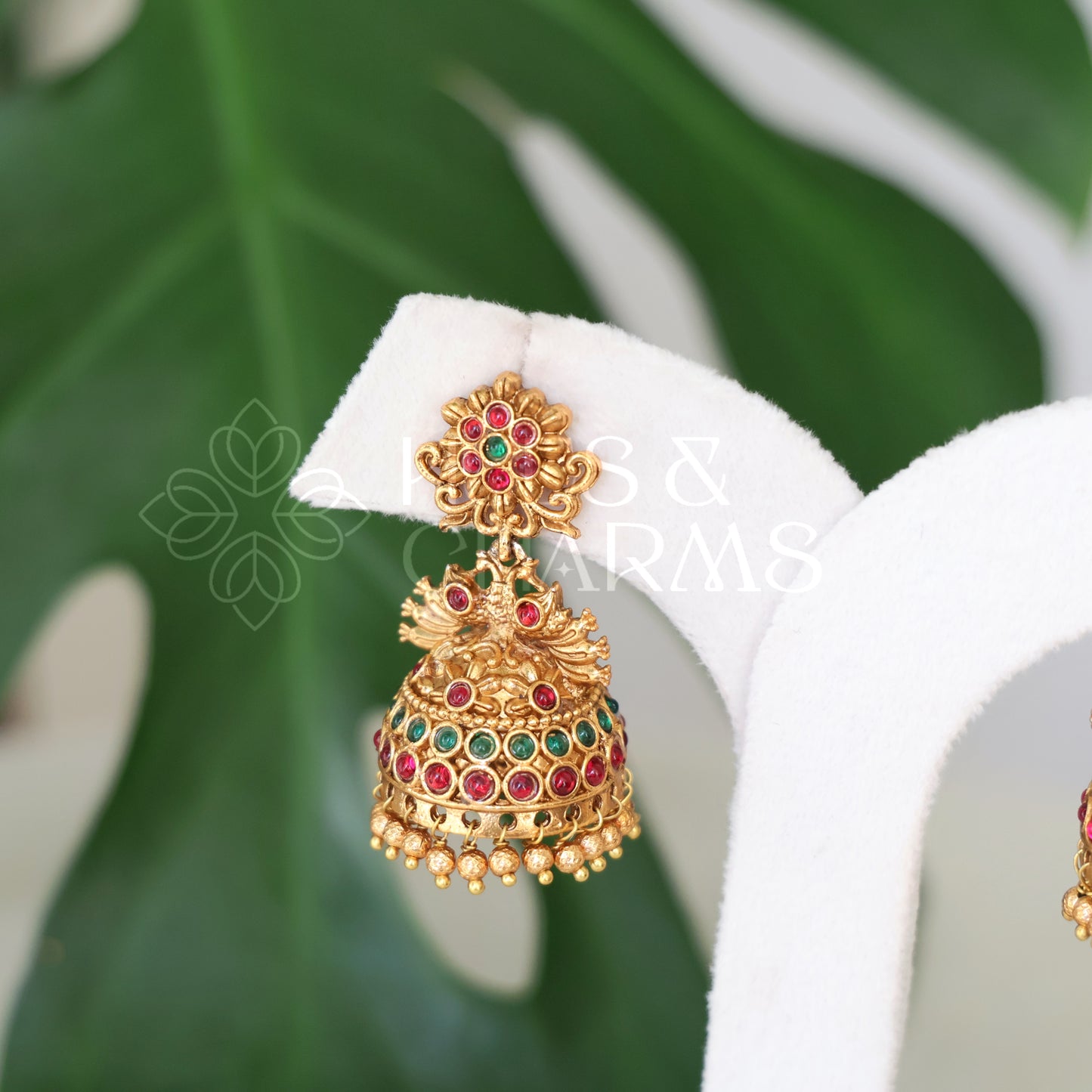 GOLDEN MAYURA TEMPLE JHUMKAS
