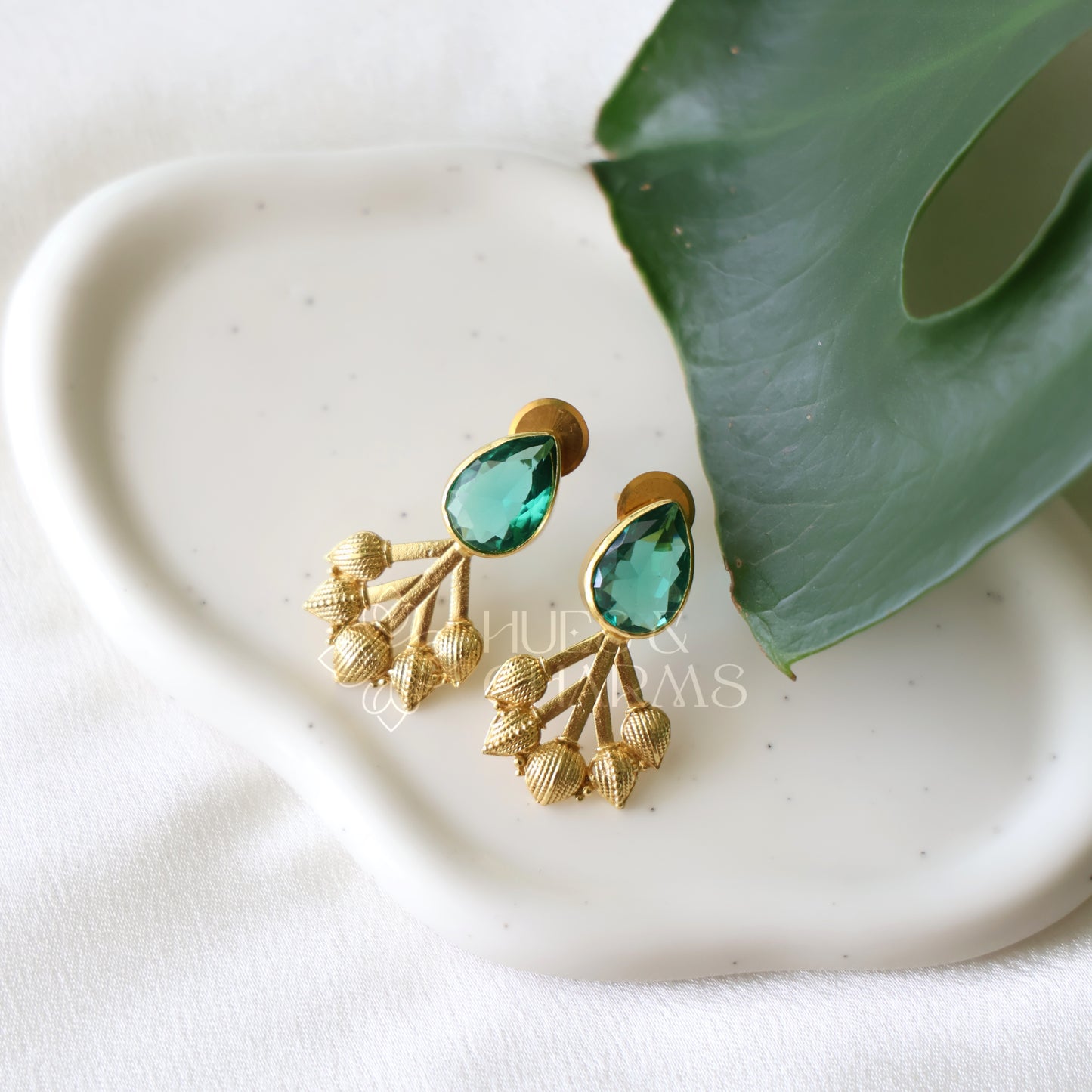 GOLDEN GLOSSY LOTUS BUD STUD EARRINGS (COLOURS AVAILABLE)