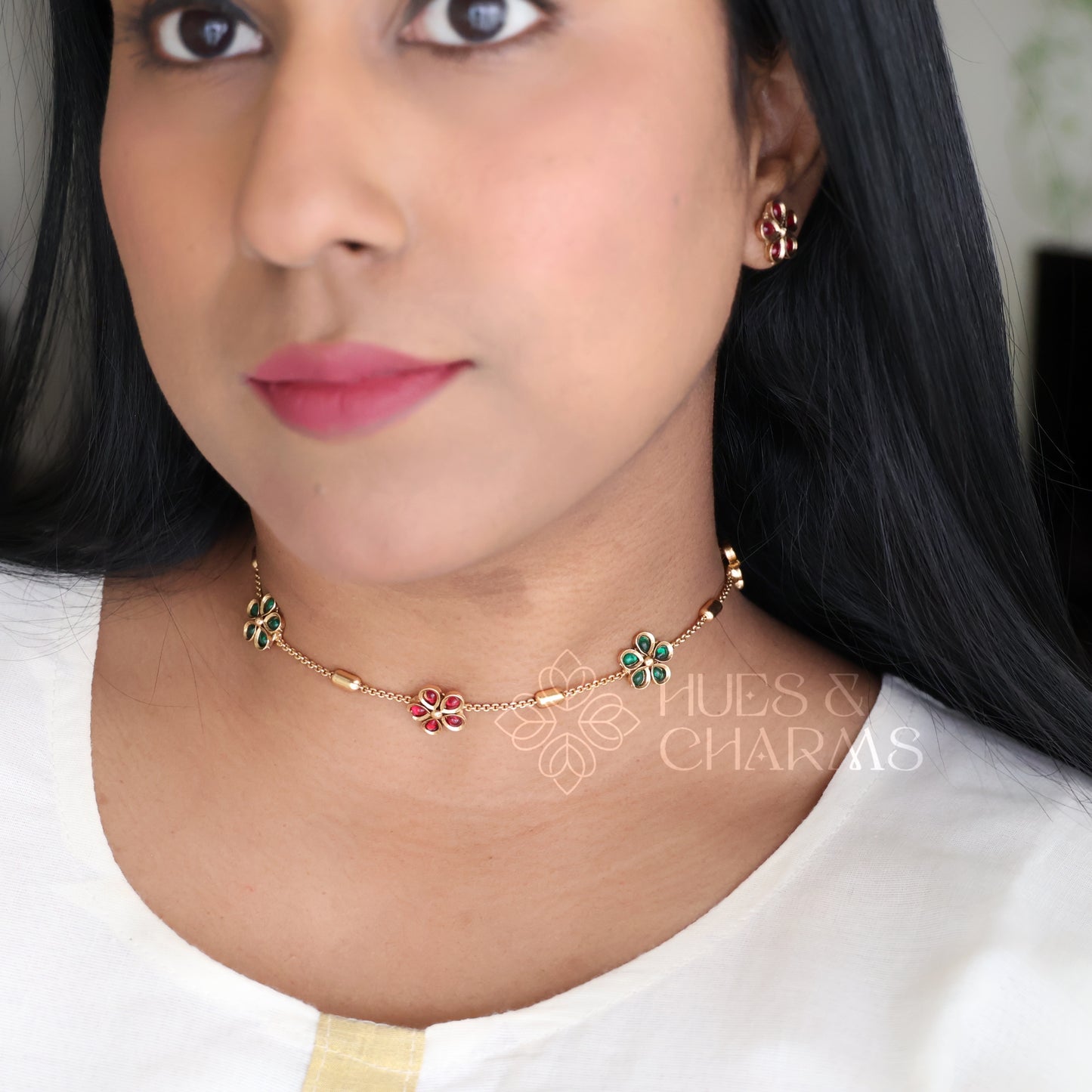 GOLDEN PUSHPA NECKLACE SET