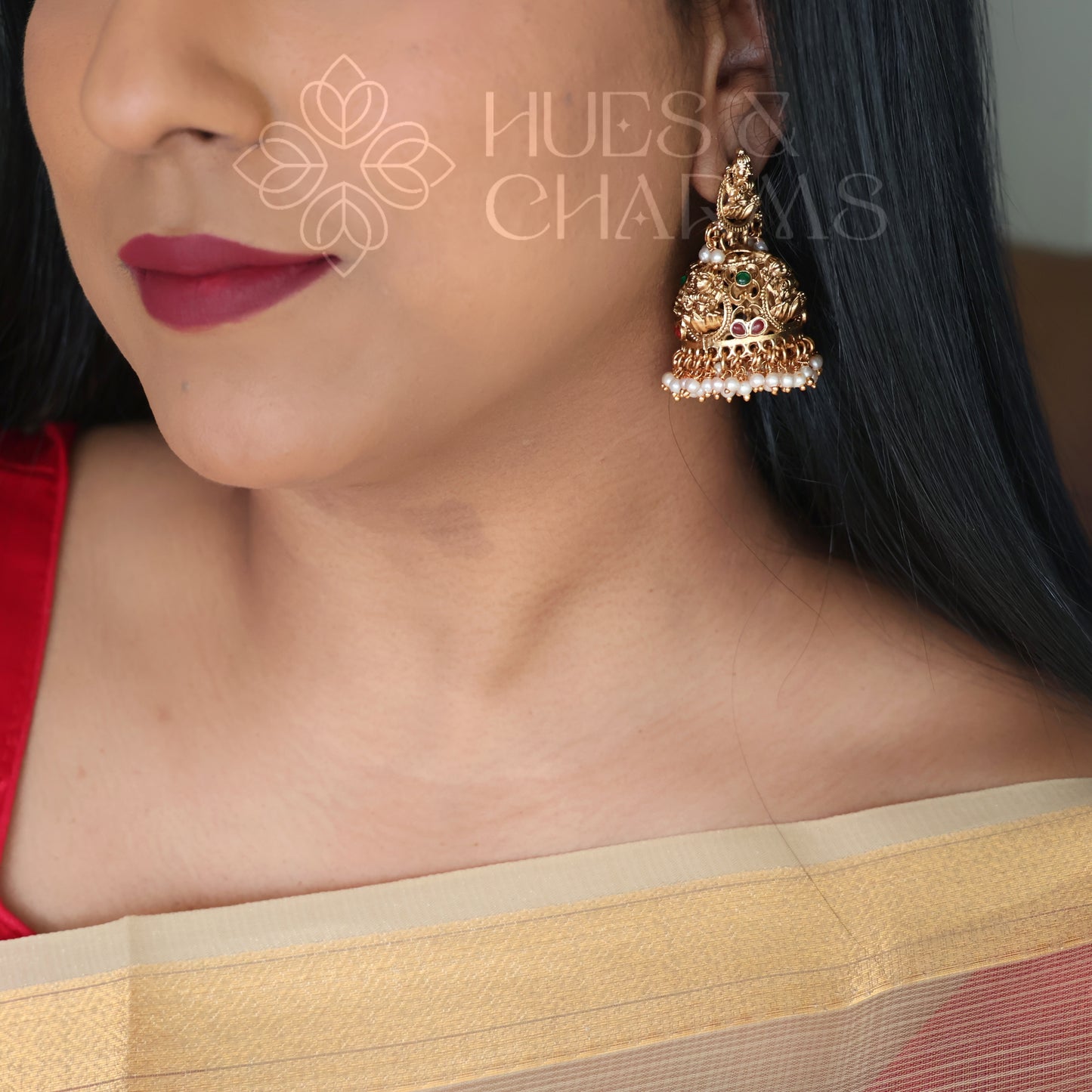 SUVARNA DEVI STATEMENT JHUMKA WITH PEARLS