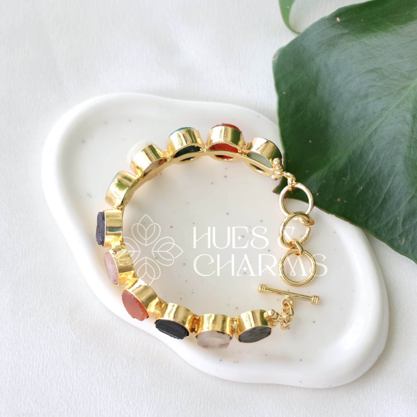 GOLDEN BOLD RAW STONE BANGLE BRACELET (COLOURS AVAILABLE)