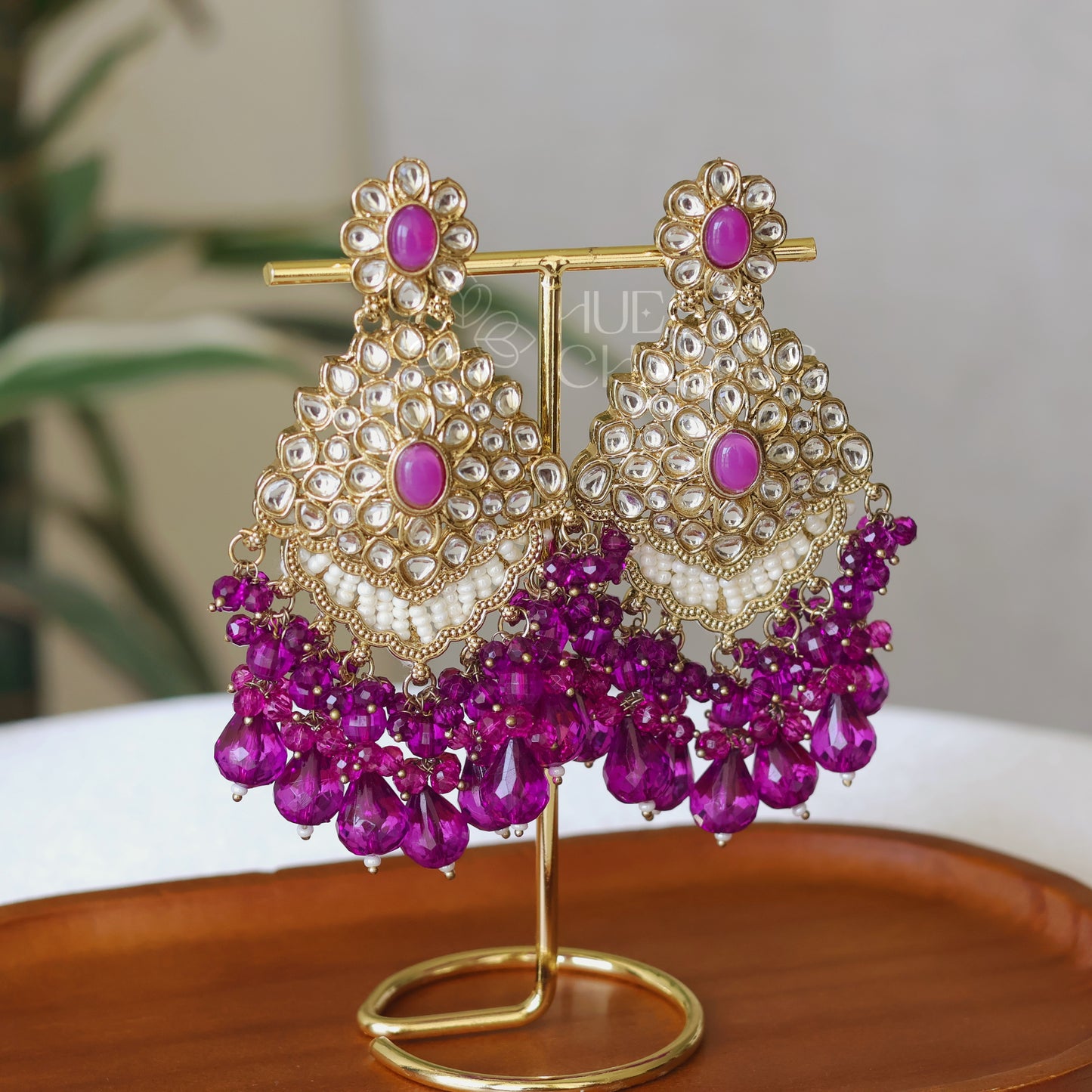 STATEMENT ELEGANT EARRINGS - PURPLE