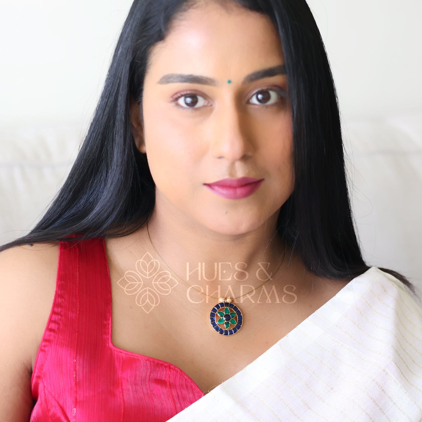 ETERNAL BLOOM FLOATING NECKPIECE- BLUE AND GREEN