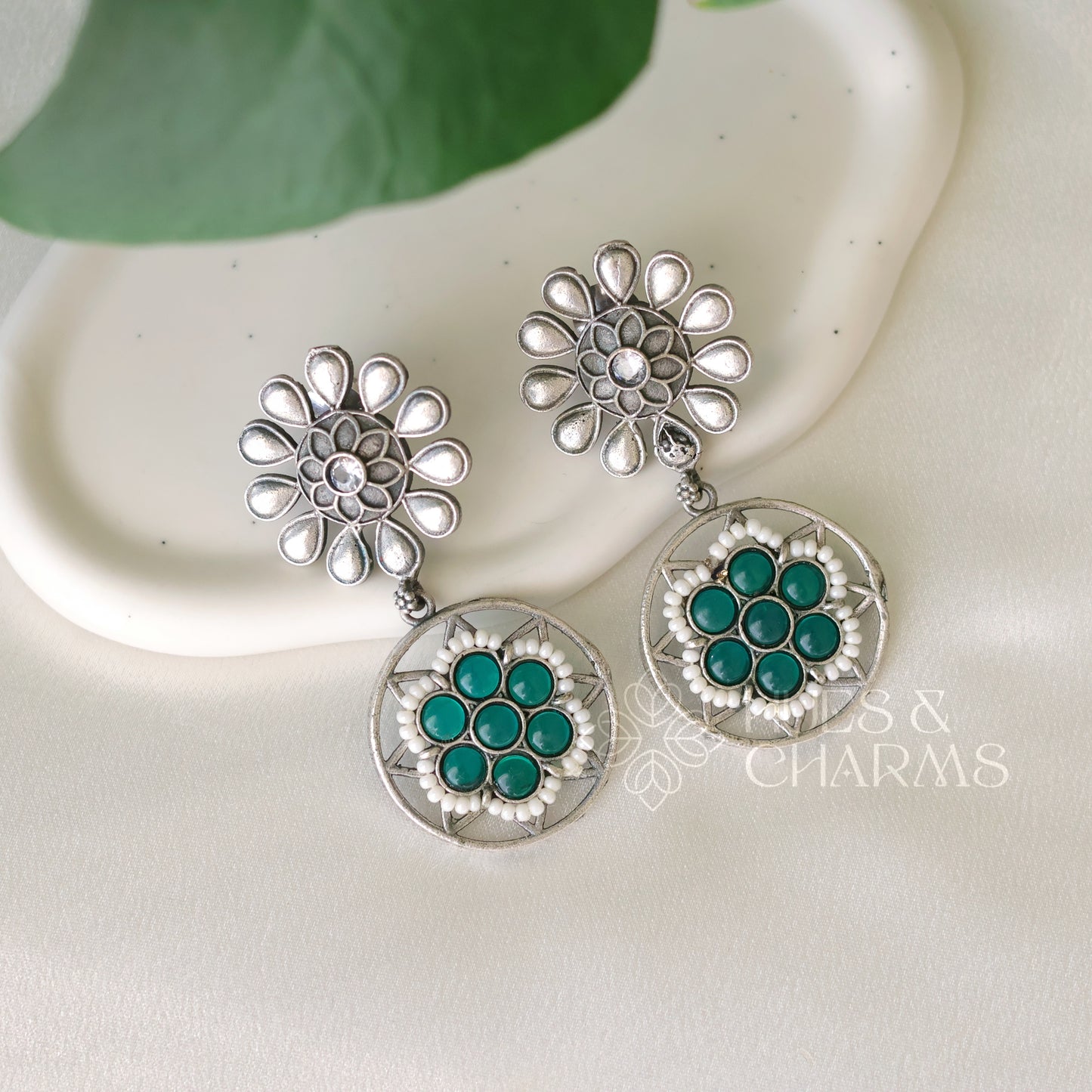 OXIDIZED FLORAL EARRINGS (COLOURS AVAILABLE)