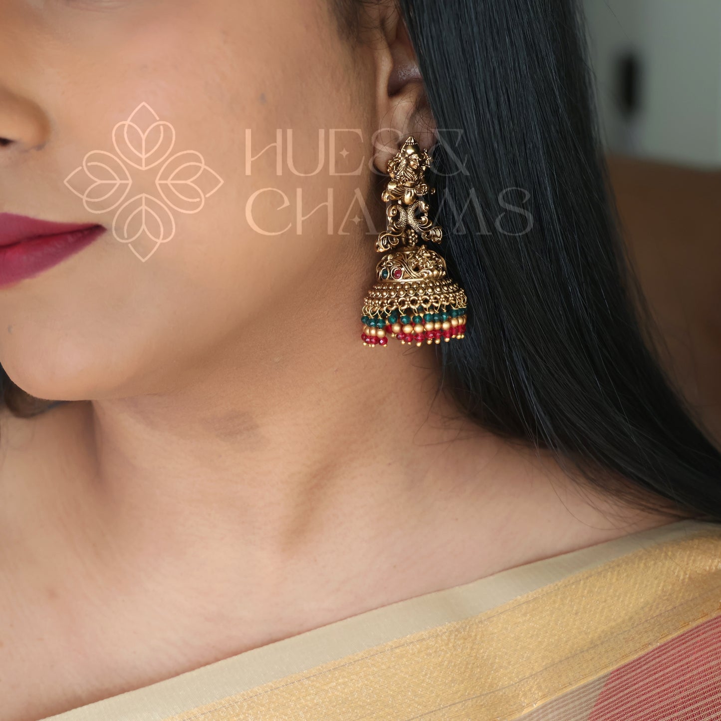 TRADITIONAL ANTQUE LAKSHMI RATNA MAYURE JHUMKA