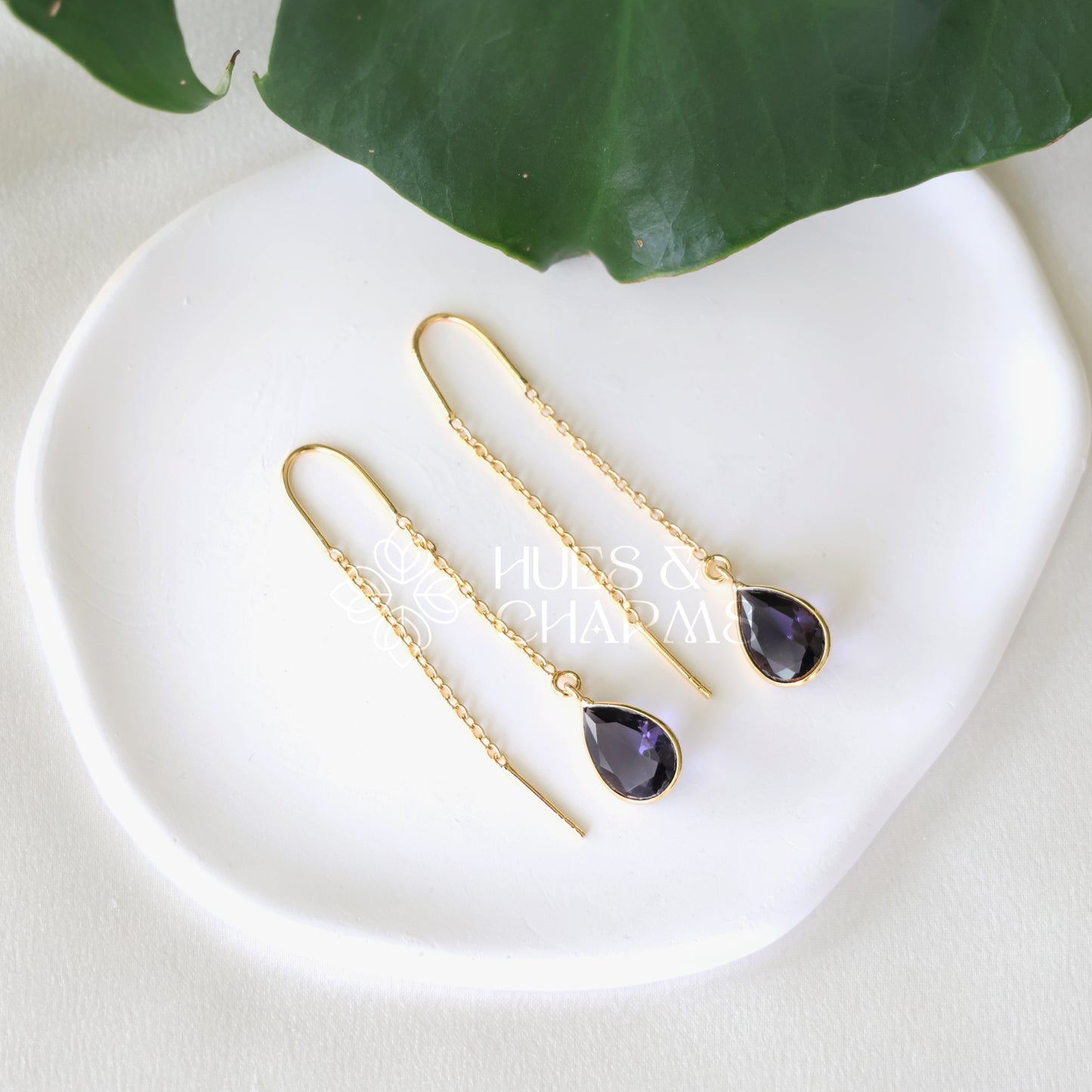 GOLDEN NEEDLE AND THREAD GLOSSY DROP EARRINGS (COLOURS AVAILABLE)