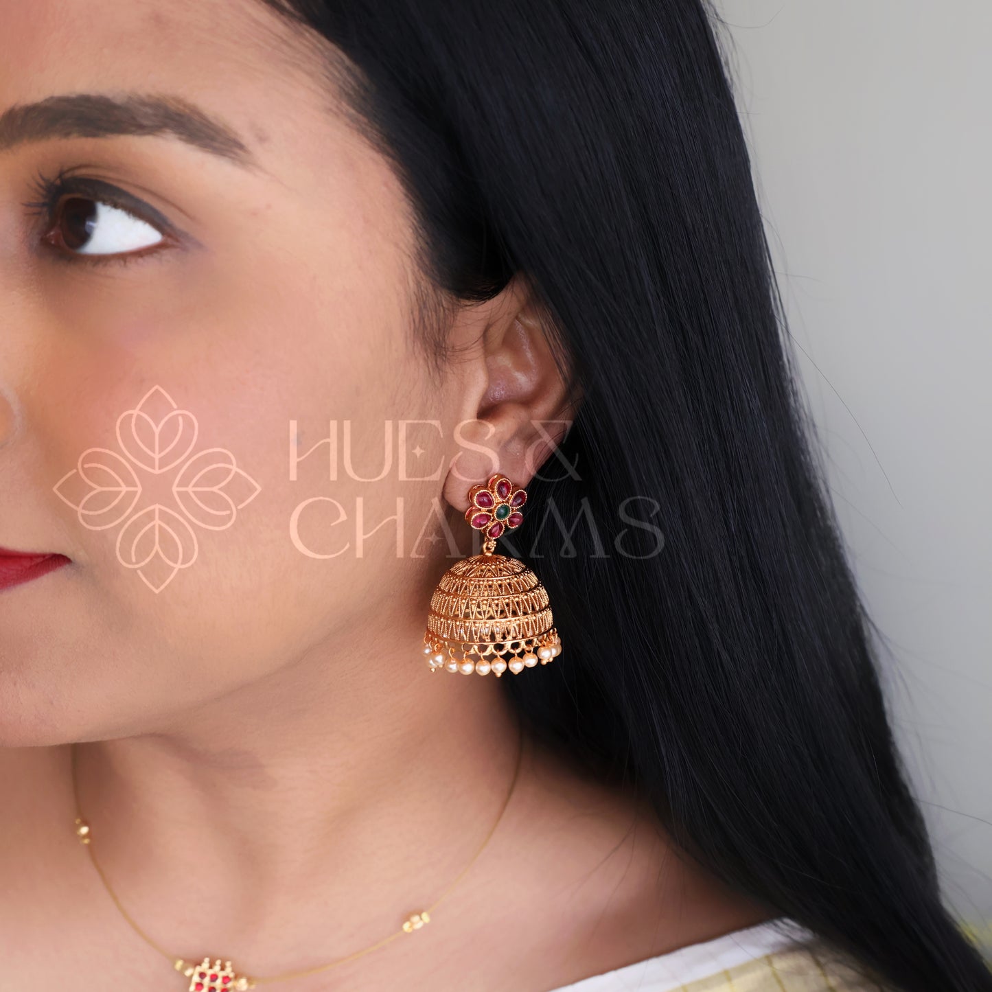 TRADITIONAL FLORAL JHUMKAS (COLOURS AVAILABLE)