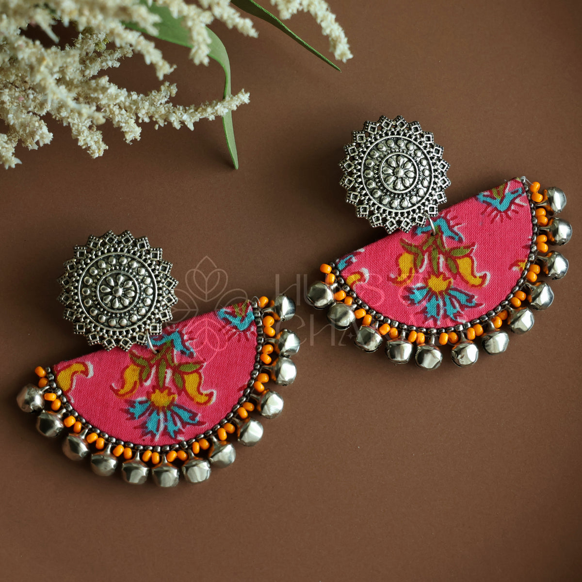 RANGOLI STATEMENT FABRIC EARRINGS (Colours available)