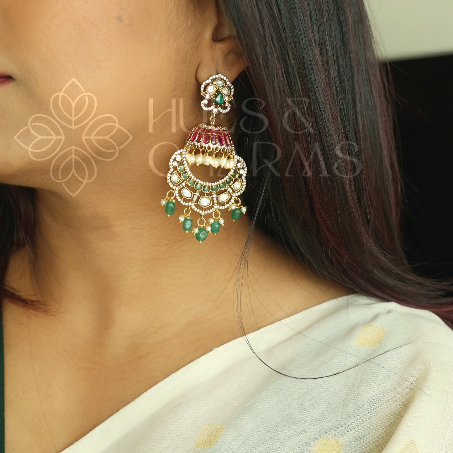 GOLDEN STATEMENT TARANGINI KEMP CHANDBALI EARRINGS| PREMIUM JEWELLERY (Colours available)