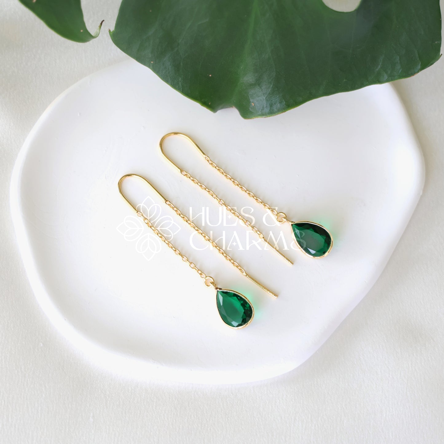 GOLDEN NEEDLE AND THREAD GLOSSY DROP EARRINGS (COLOURS AVAILABLE)