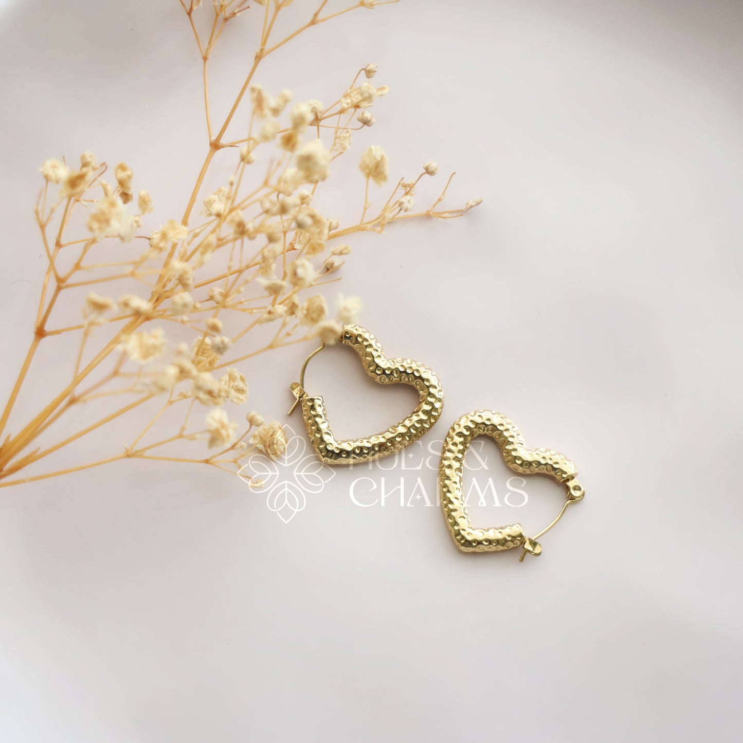 GOLDEN HEART TEXTURED HOOPS