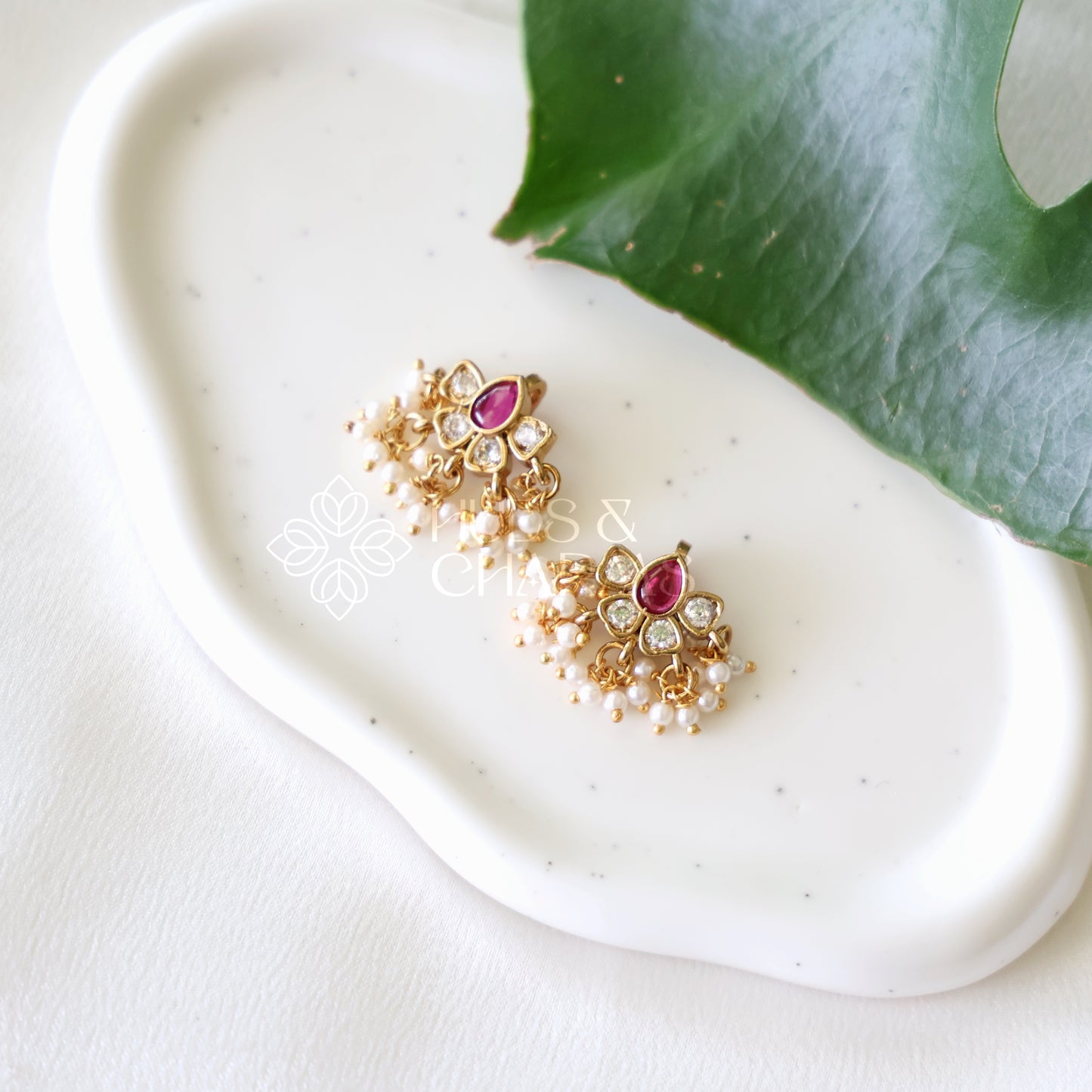 GOLDEN GULABI BUGADI WITH PEARLS (COLOURS AVAILABLE)