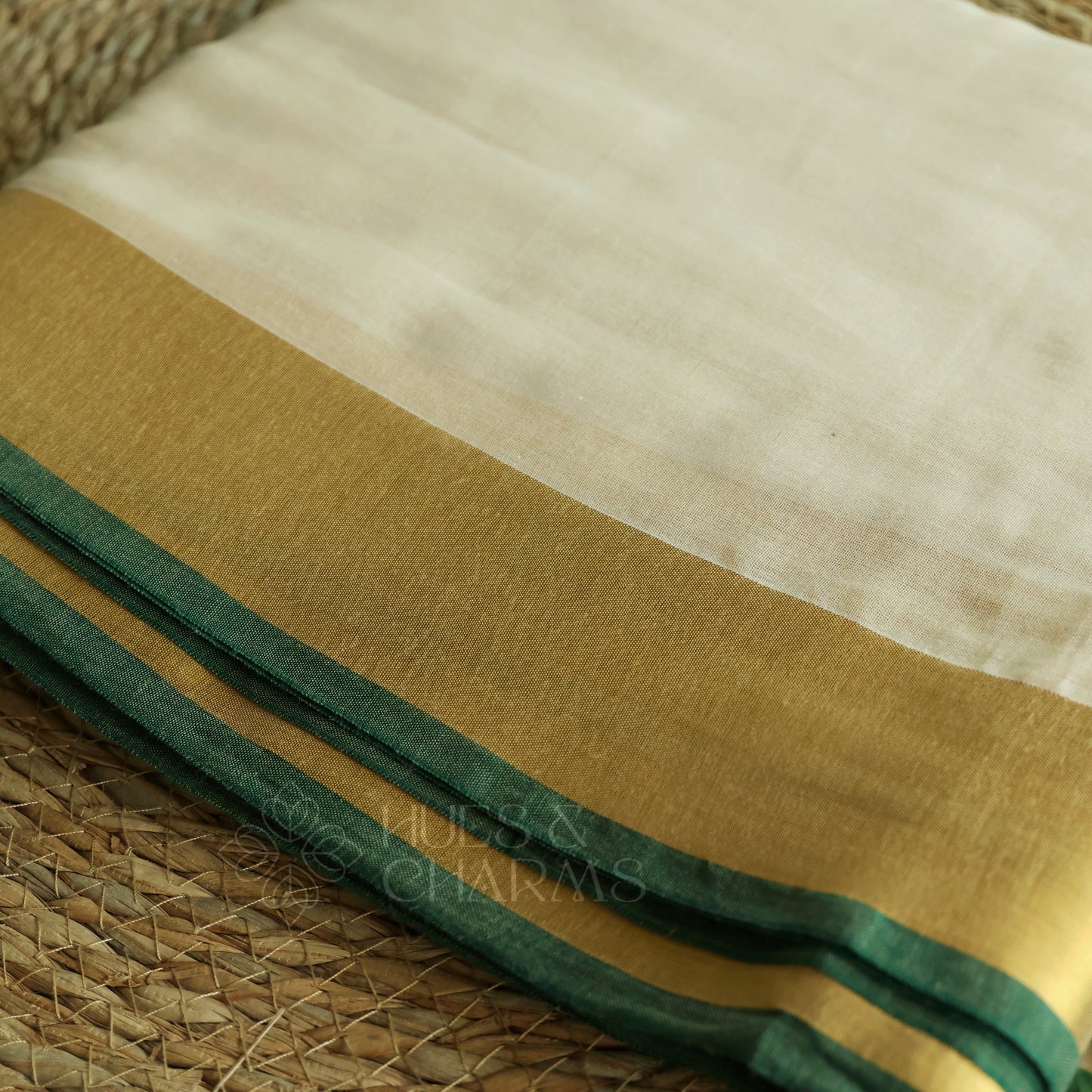 PURE MUL COTTON SAREE - HARITHA (MUD WHITE)