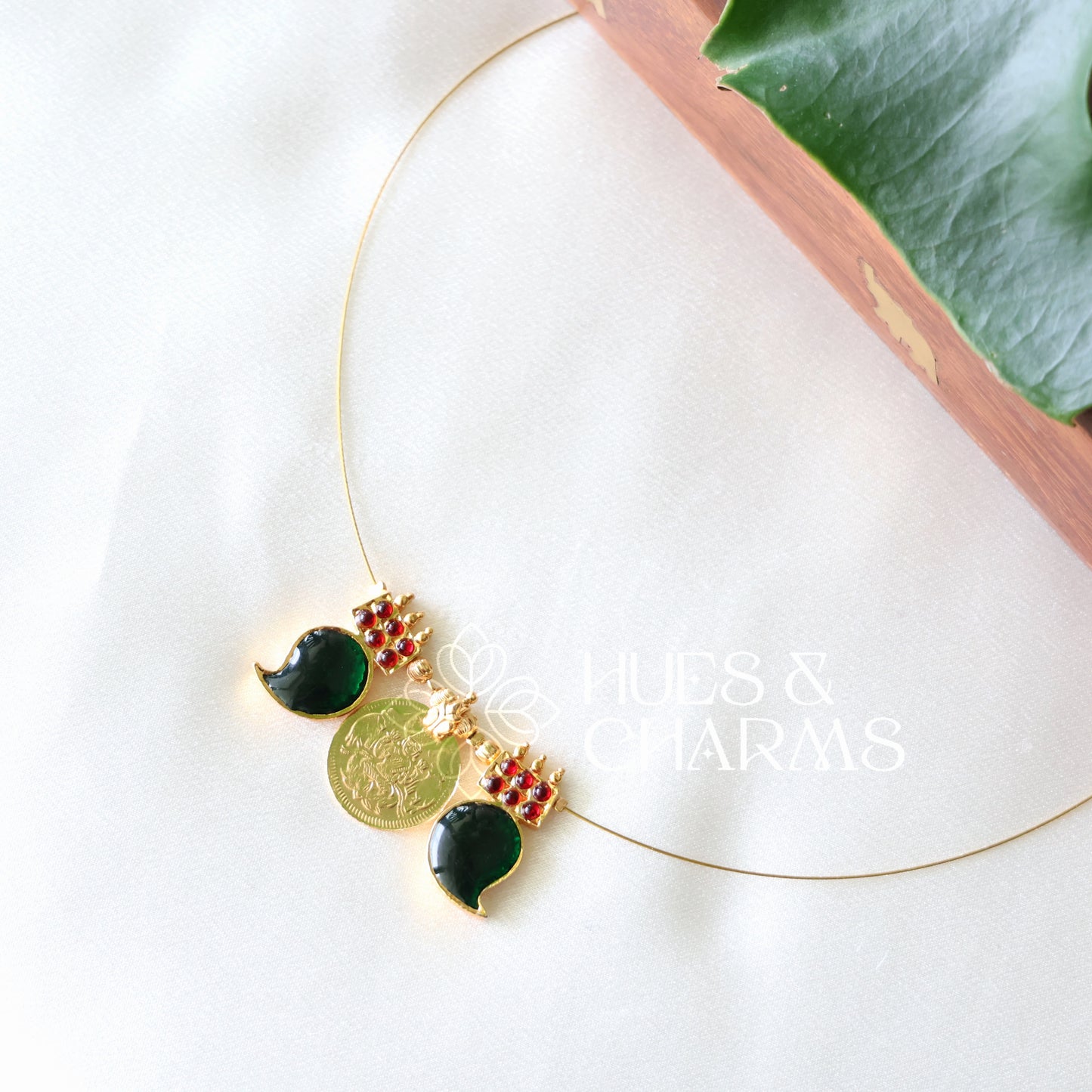 MANGO AND LAKSHMI COIN FLOATING NECKPIECE (COLOURS AVAILABLE)