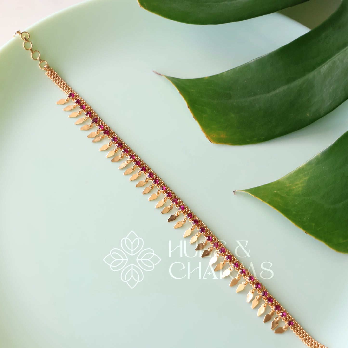 TRADITIONAL SIMPLE RUBY STONE ELAKKATHALI NECKLACE | GOLD PLATED