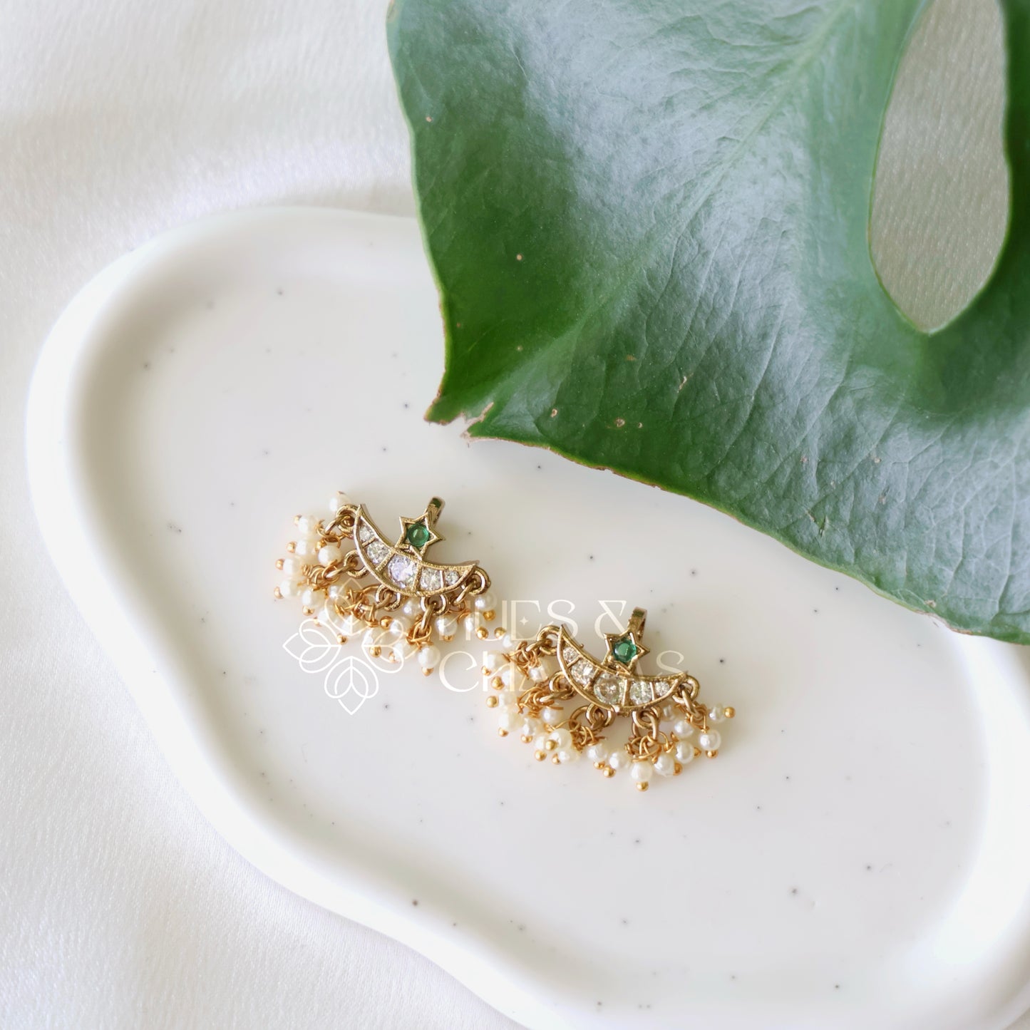 GOLDEN CHANDRIKA BUGADI WITH PEARLS