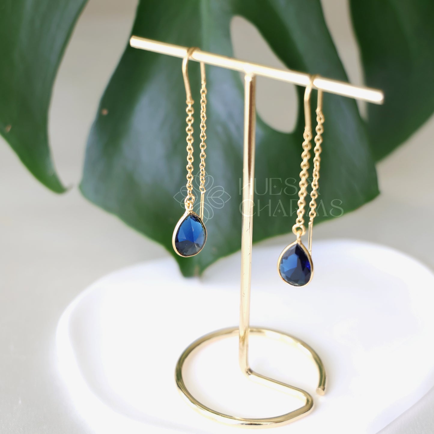 GOLDEN NEEDLE AND THREAD GLOSSY DROP EARRINGS (COLOURS AVAILABLE)