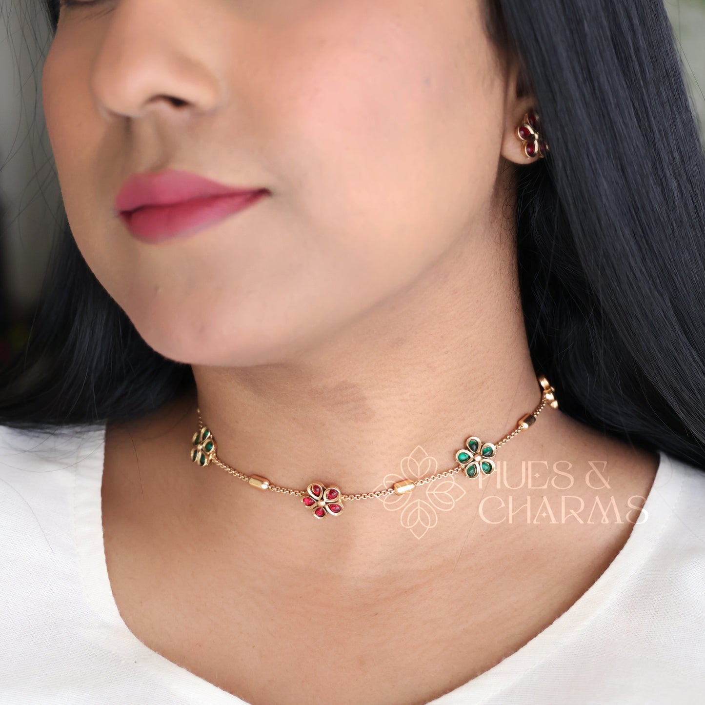 GOLDEN PUSHPA NECKLACE SET