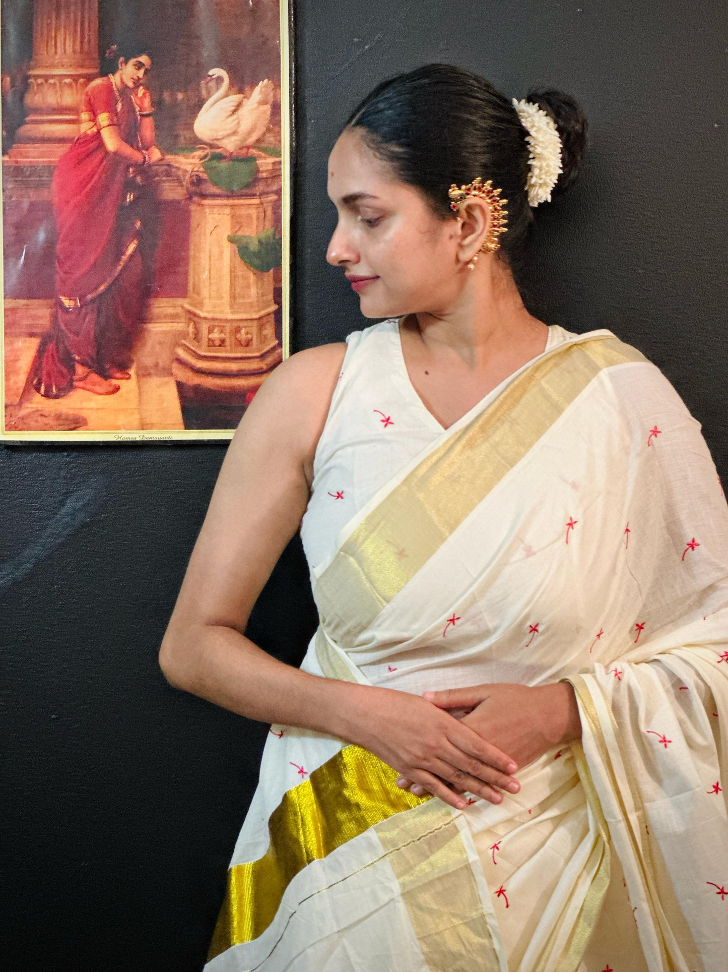 KERALA KASAVU HANDLOOM THECHIPOOVU SAREE