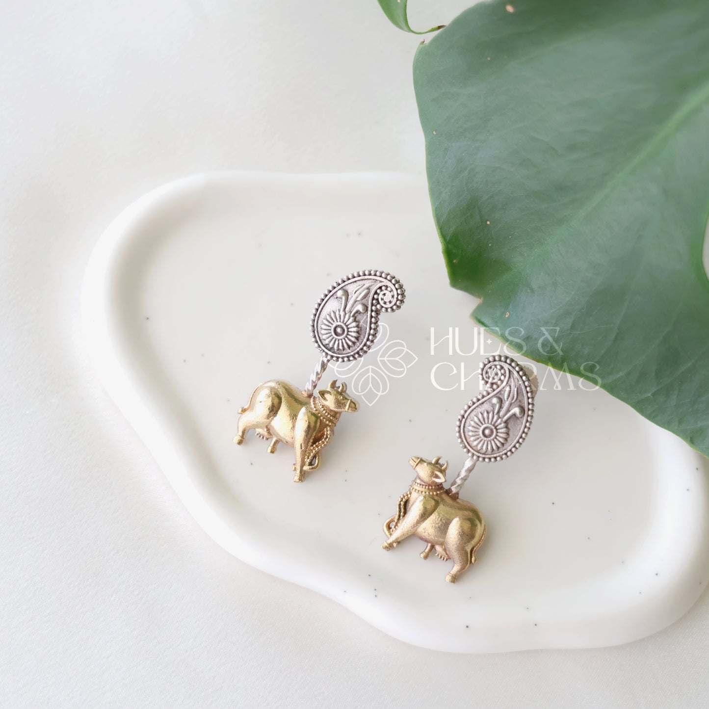 OXIDIZED DUAL TONE NANDI EARRINGS
