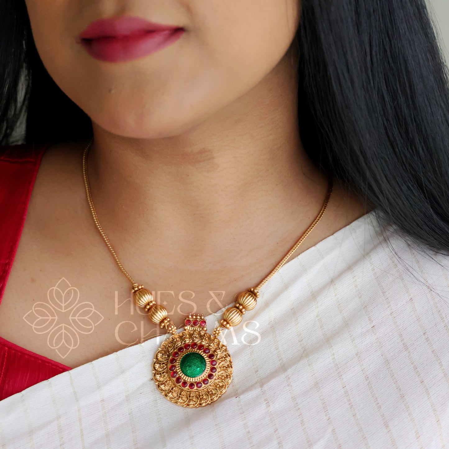GOLDEN LAKSHMI COIN PENDANT NECKLACE SET