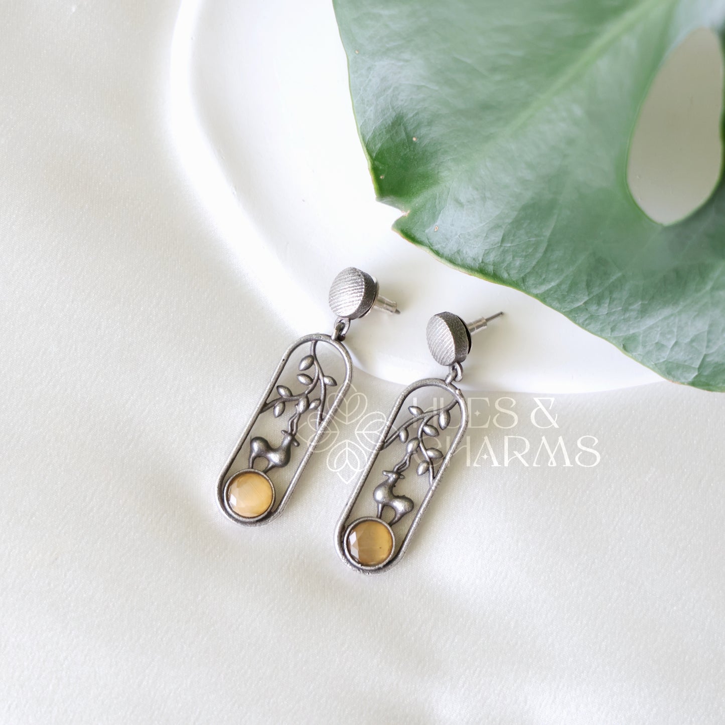 OXIDIZED MINIMAL GLOSSY DANGLER EARRINGS ( COLOURS AVAILABLE )
