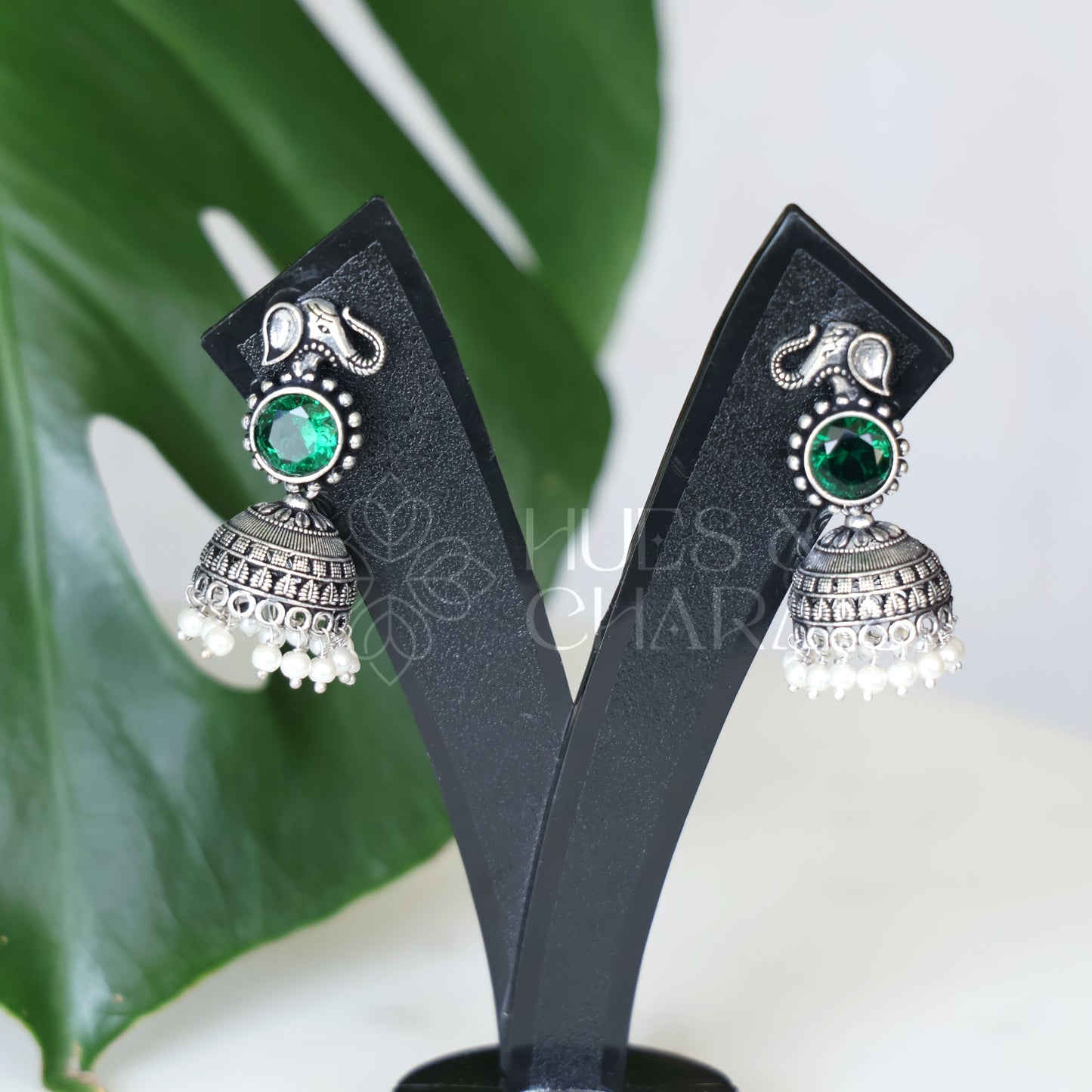 OXIDISED ELEPHANT JHUMKAS( COLOURS AVAILABLE )