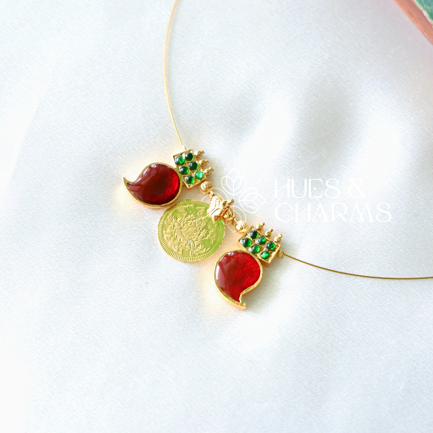 MANGO AND LAKSHMI COIN FLOATING NECKPIECE (COLOURS AVAILABLE)