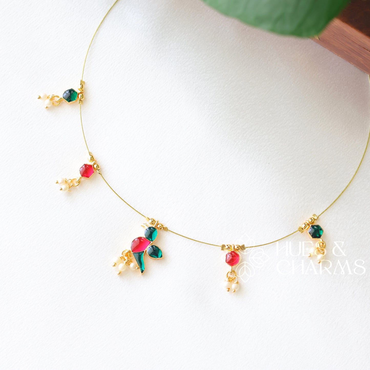 PARROT FLOATING NECKPIECE - PINK & GREEN