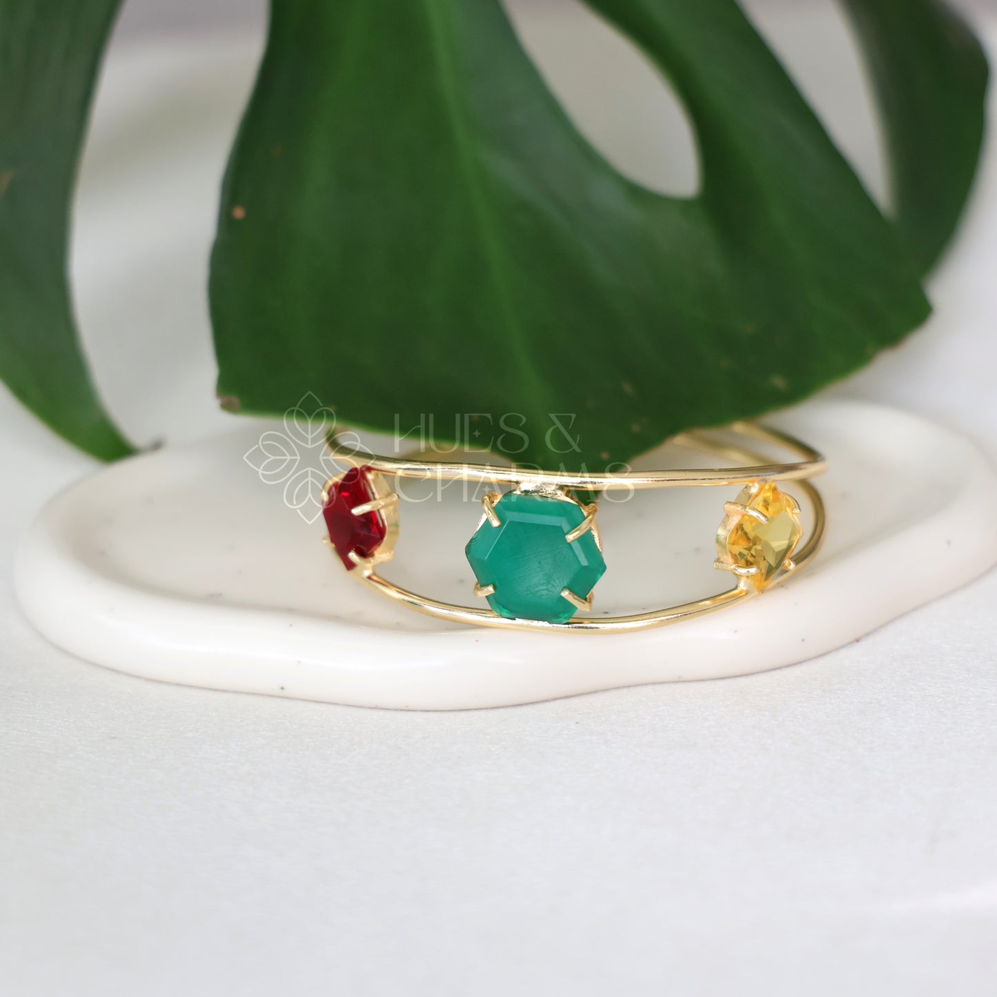 GOLDEN 2 LAYER AZURA GLOSSY ADJUSTABLE BANGLE (COLOURS AVAILABLE)