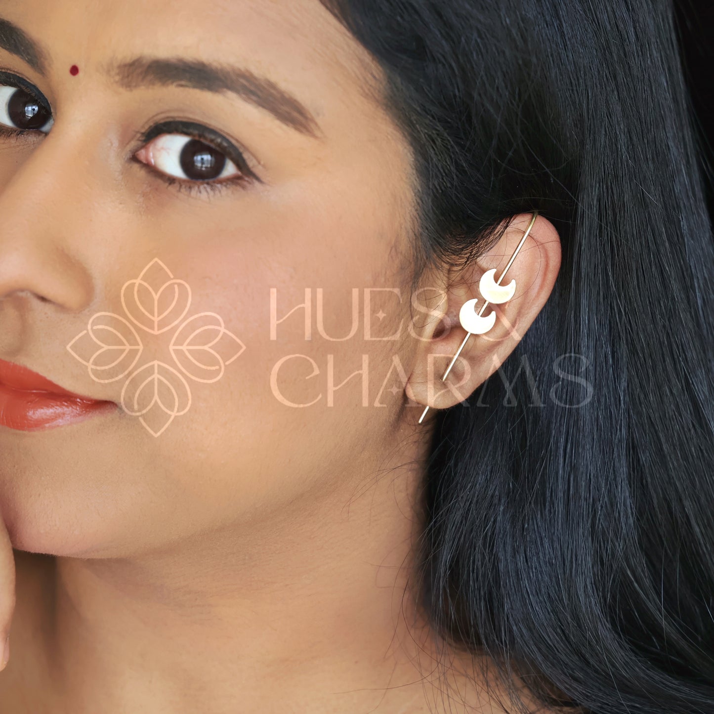 GOLDEN TWIN HALF MOON EAR CUFF
