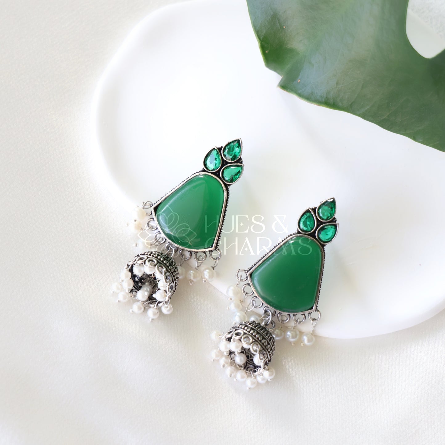 OXIDIZED GLOSSY JHUMKA EARRINGS ( COLOURS AVAILABLE )
