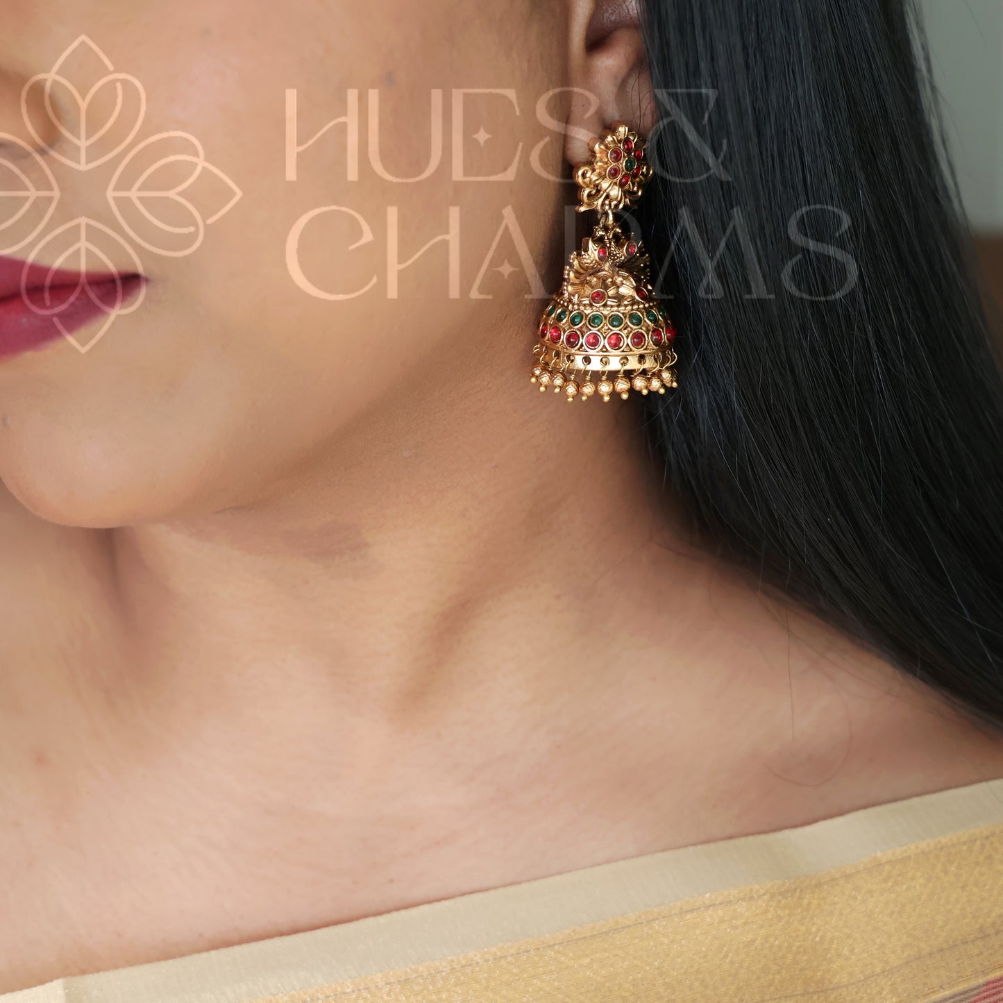 GOLDEN MAYURA TEMPLE JHUMKAS