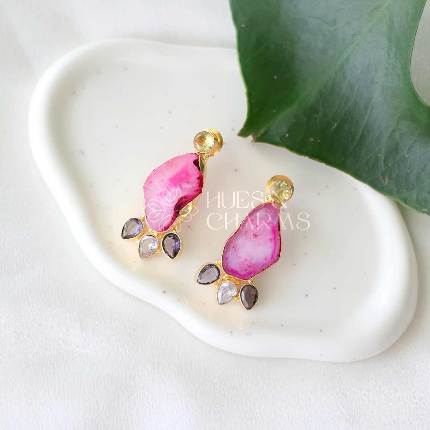 GOLDEN EIRA AGATE DROP EARRINGS (COLOURS AVAILABLE)