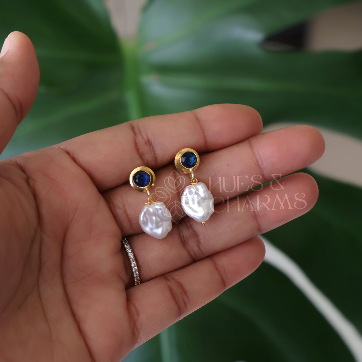 GOLDEN GLOSSY PEARL DROP SMALL EARRINGS (COLOURS AVAILABLE)