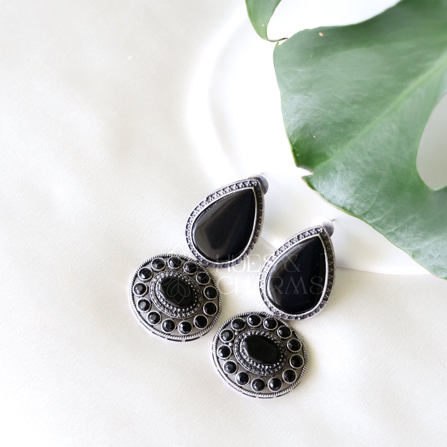 OXIDIZED STATEMENT DROP EARRINGS (Colours available )