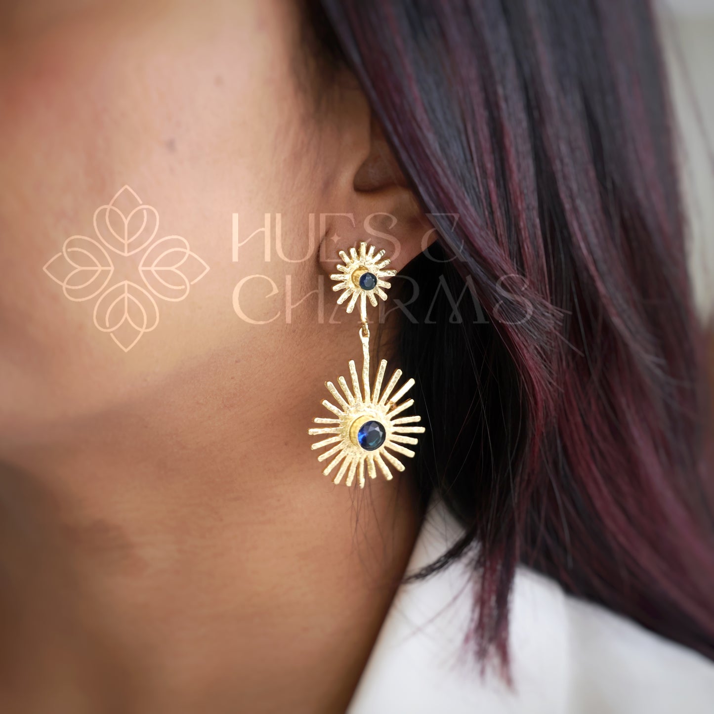 GOLDEN SUNBEAM DUO DROPS EARRINGS (COLOURS AVAILABLE)