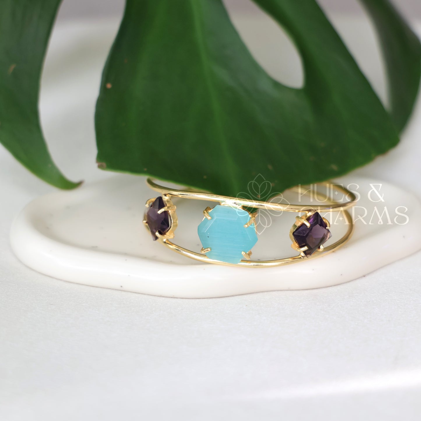 GOLDEN 2 LAYER AZURA GLOSSY ADJUSTABLE BANGLE (COLOURS AVAILABLE)