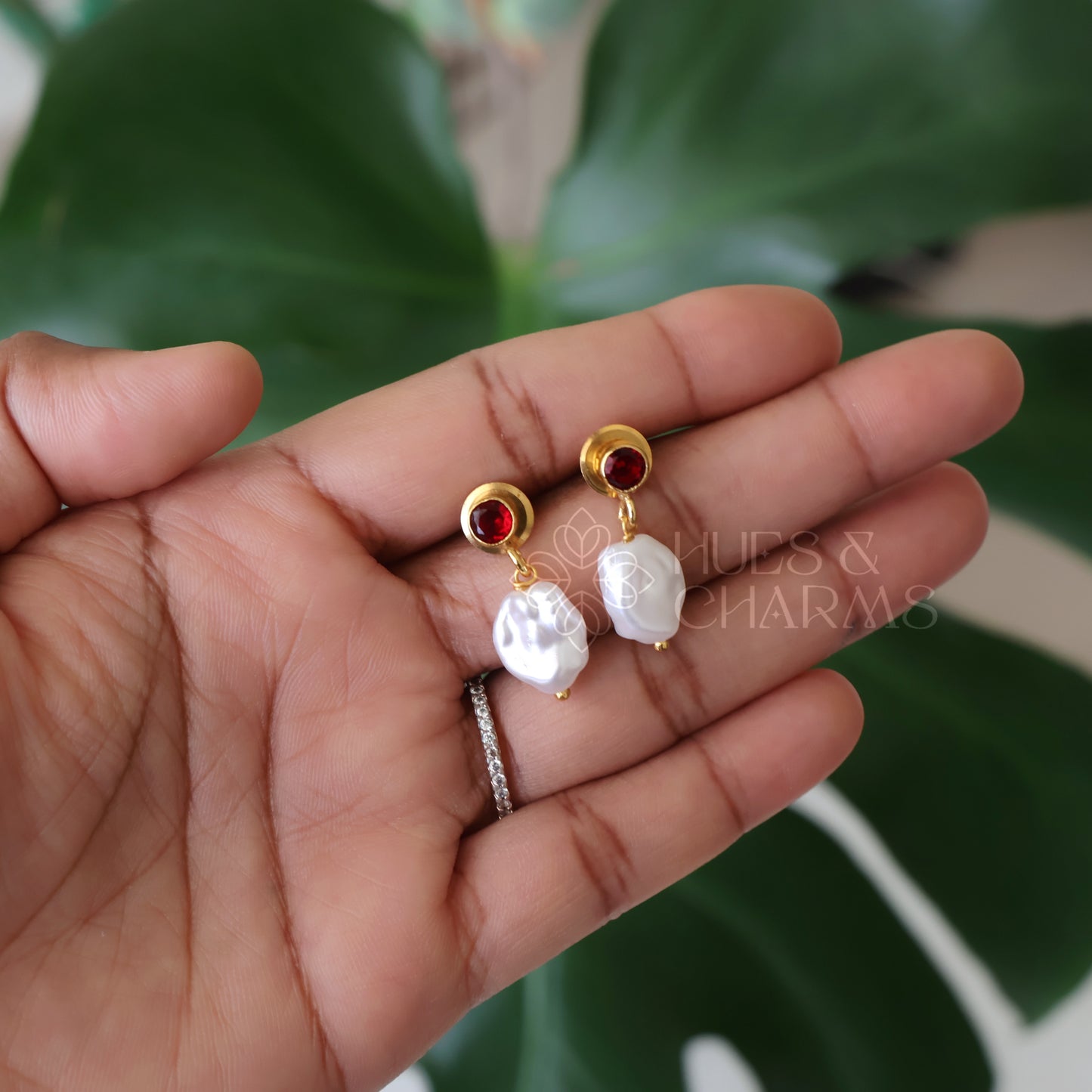 GOLDEN GLOSSY PEARL DROP SMALL EARRINGS (COLOURS AVAILABLE)