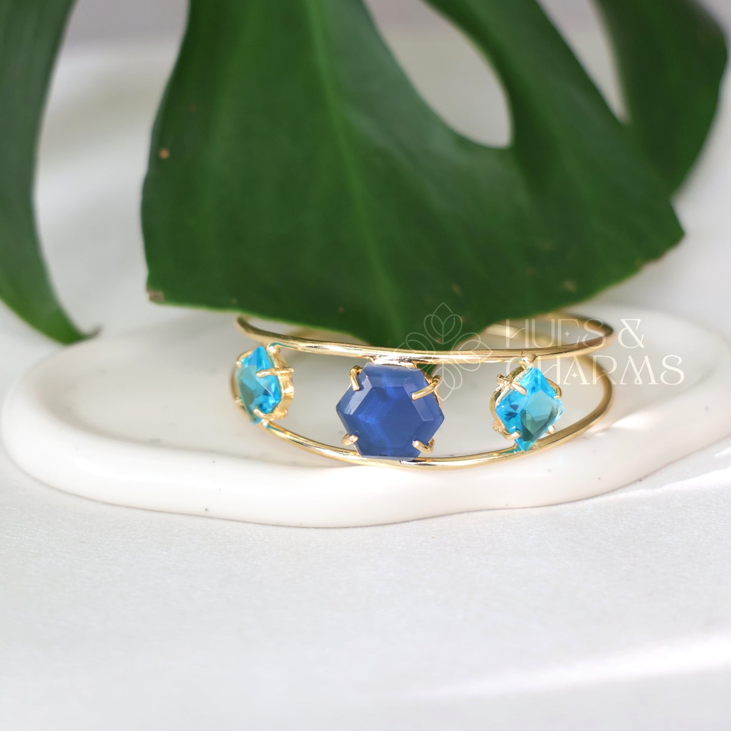 GOLDEN 2 LAYER AZURA GLOSSY ADJUSTABLE BANGLE (COLOURS AVAILABLE)